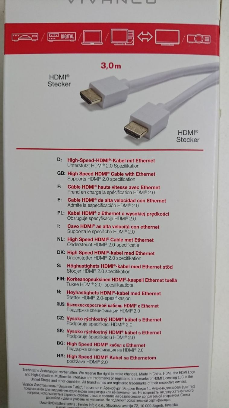 Câbles: HDMI Kabel 3.0m – Neuf avec emballage d'origine à Tägerschen par Tech-World7 1
