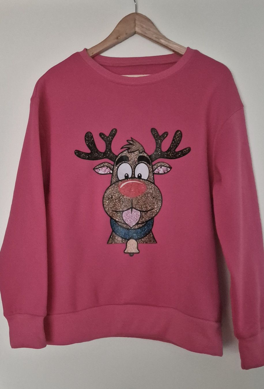 Pull Festif Femme - Motif Ange Pour Noël/Nouvel An - Rouge - Taille L - Occasion