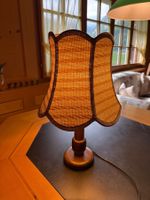 Schöne Nachttischlampe, Holz mit Stoffschirm, Vintage 50er