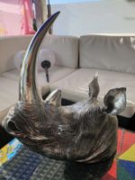 Deko Nashornkopf Skulptur silberfarben gebraucht von Kare