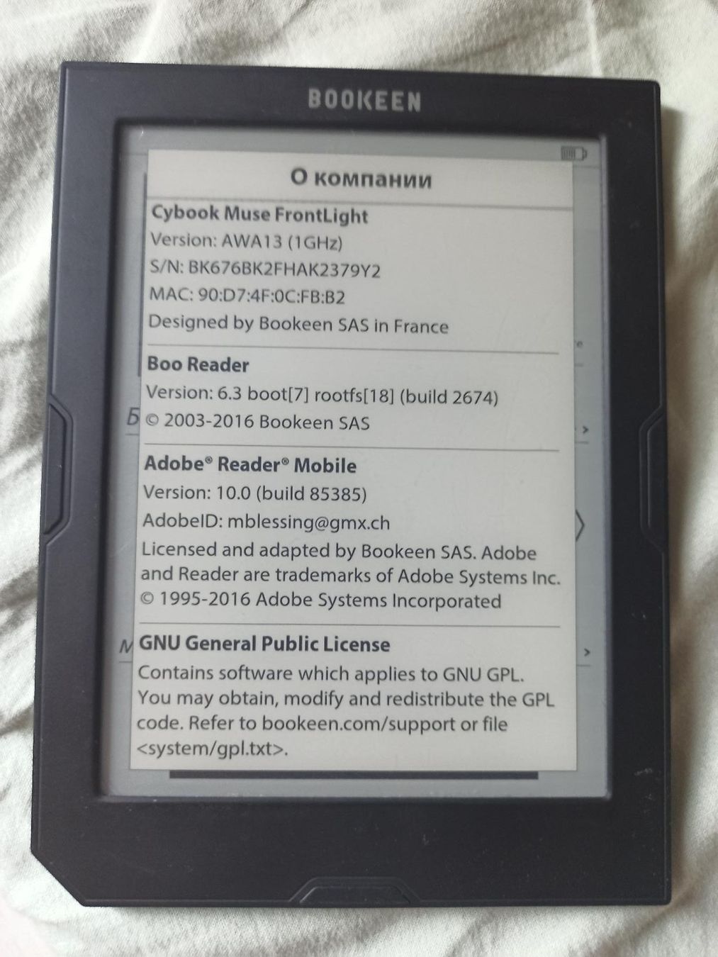 Boox Tablet PC: Cybook Muse Frontlight – Usato da Meggen venduto da Malecifent 1
