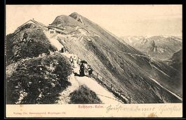 AK Rothorn-Kulm, Blick auf die Hütte mit Bergpanorama