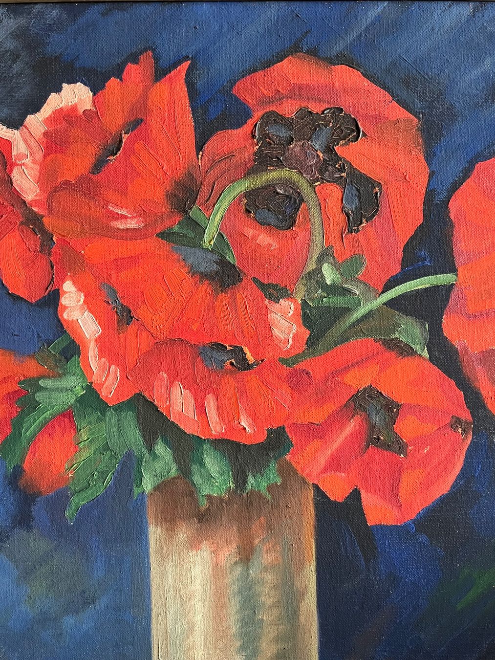 Dipinti: Atemberaubendes Stillleben-Ölgemälde Mit Roten Blumen! – Usato da Basel venduto da Kaffee_und_Kunst 3