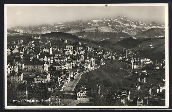 Ansichtskarten: AK Herisau, Panorama mit Säntis, 1936 – Gebraucht aus Berlin von bartko-reher