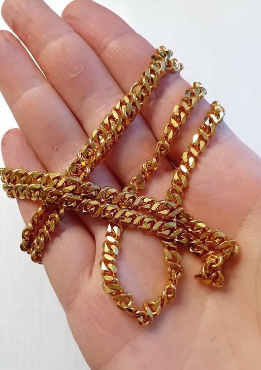 Collier Vintage ORENA Doré Plaqué Or, Maille Palmier - Occasion