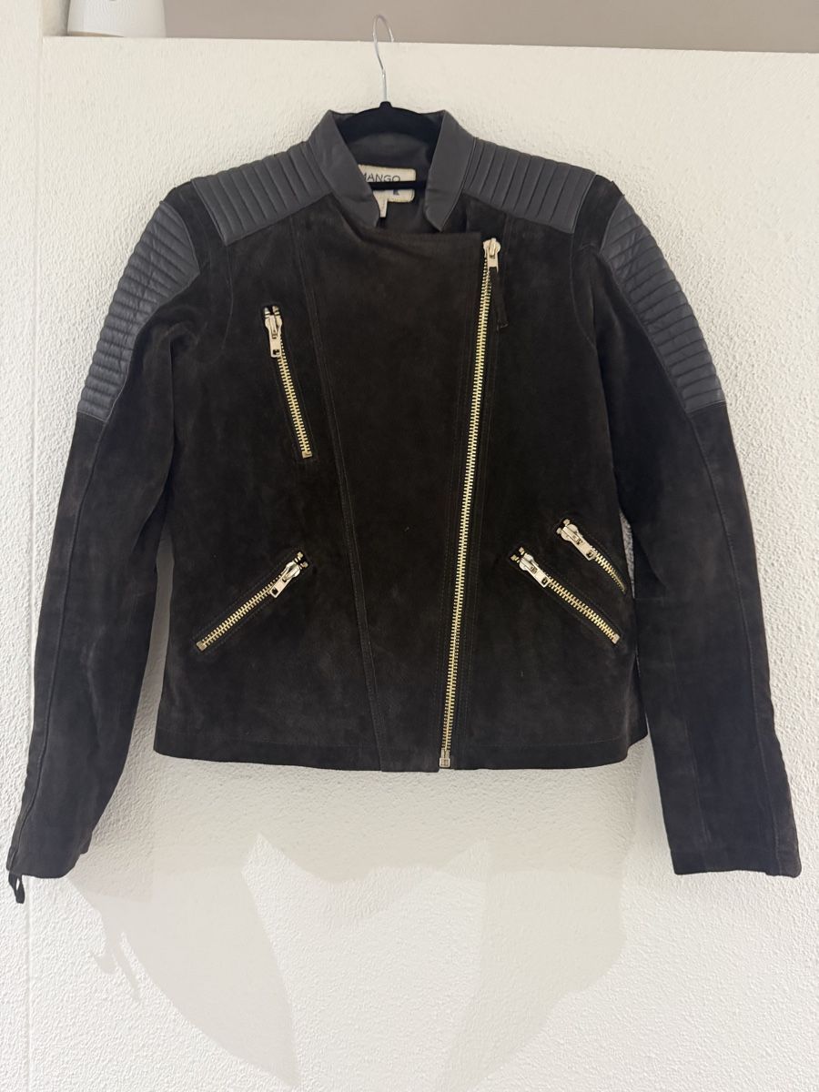 Mango Giacche: Mango Echtleder Bikerjacke Wildleder Dunkelbraun Gr. M – Usato da Hägglingen venduto da Raff_Ella