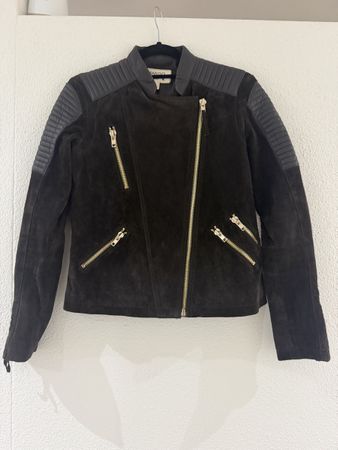 Mango Echtleder Bikerjacke Wildleder Dunkelbraun Gr. M