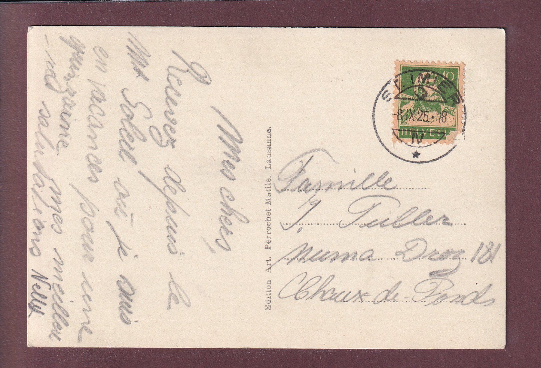 Cartes postales: Au CHASSERAL - Combe Grède - 1925 – D'occasion à Pully par nicecards 1