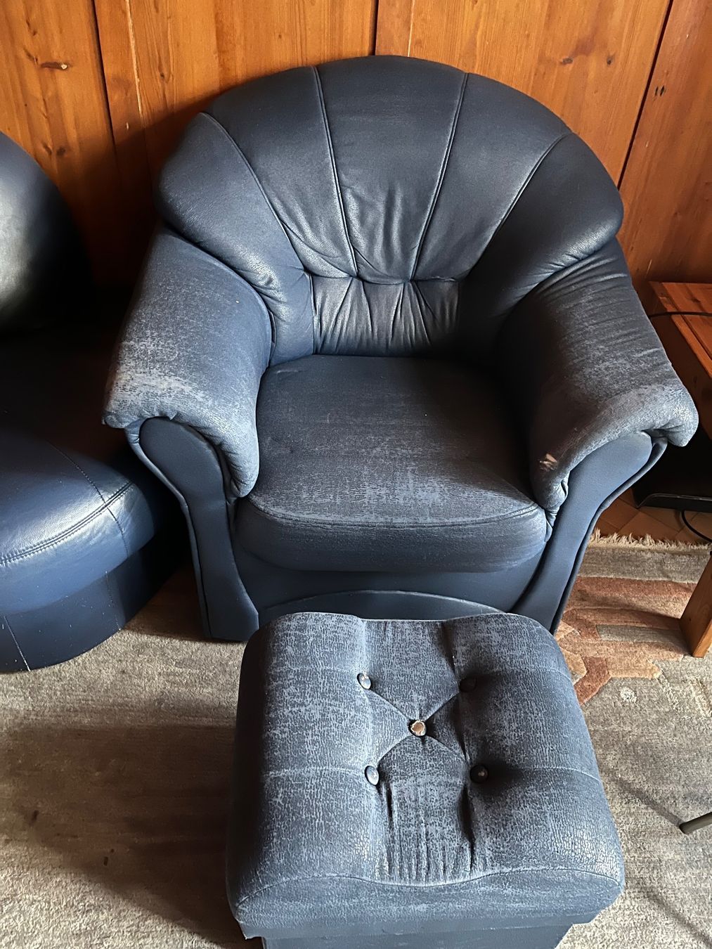 Divani: Eck-Sofa mit Sessel und Hocker, dunkelblau – Usato da Wetzikon ZH venduto da papi1899 2
