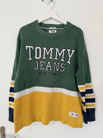 Tommy Jeans Strickpullover grün gelb Grösse M cool oryginal