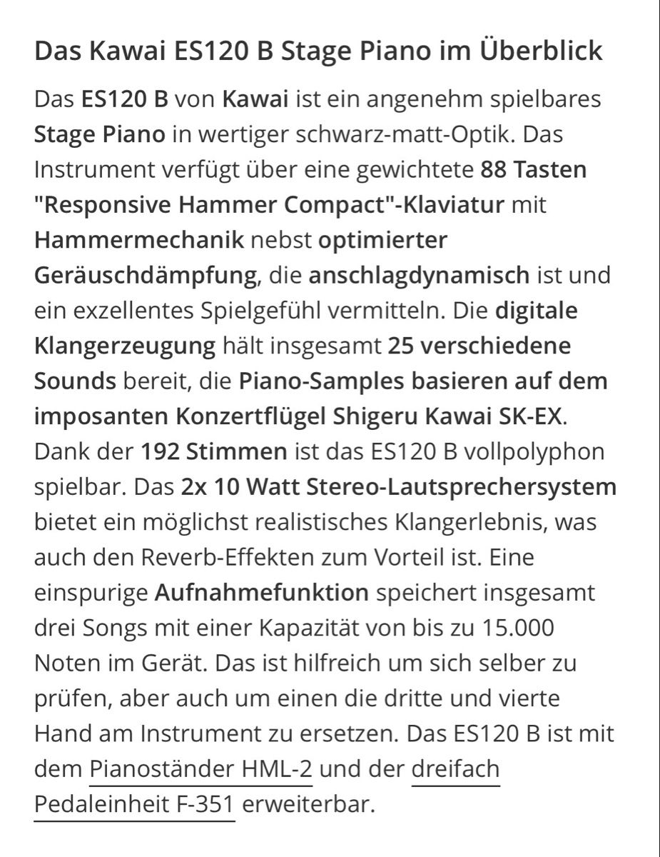 Kawai Strumenti musicali: Digitalpiano Kawai ES120B – Nuovo (secondo la descrizione) da Luzern venduto da kel_k28d 6