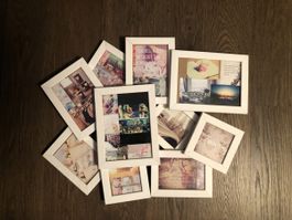 9 weisse Bilderrahmen für Collage