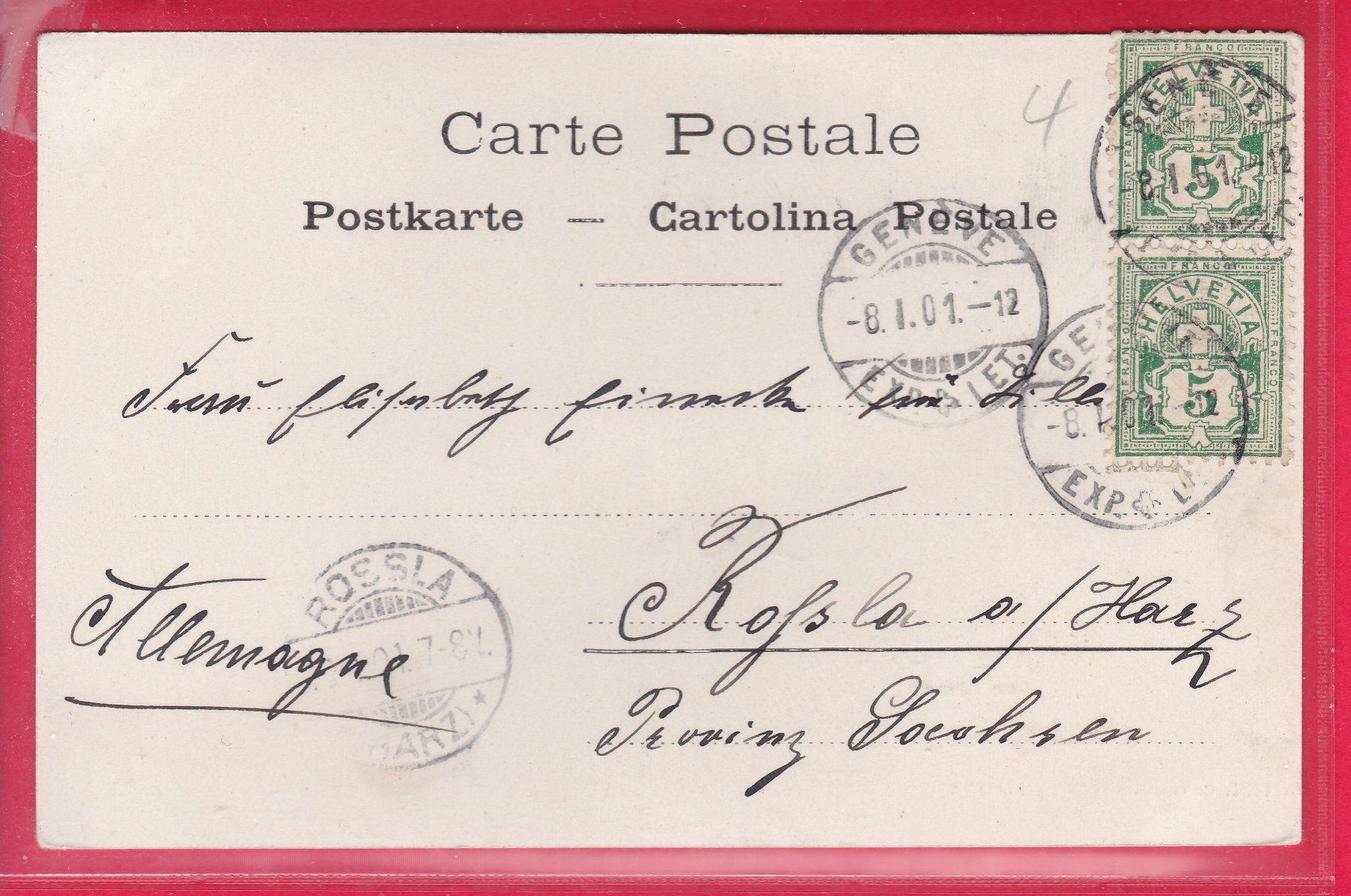 Cartoline postali: LAC LÉMAN, SEGELSCHIFF, 8.8.1901 – Usato da Oberrieden venduto da Gebirgsstelze 1