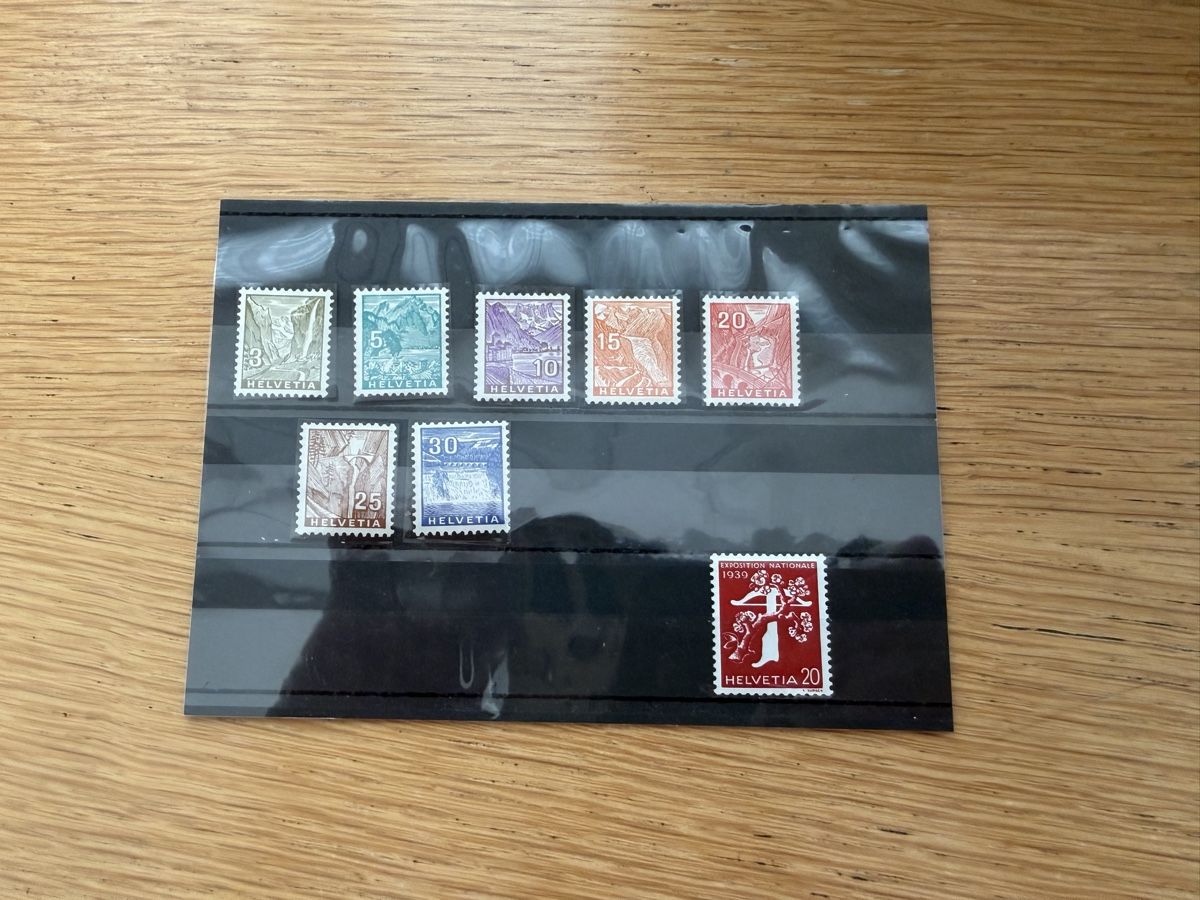 Alle Briefmarken: Satz Landschaft und Landi 1939 mit Kontrollnummer – Gebraucht aus Murgenthal von Tina_4055
