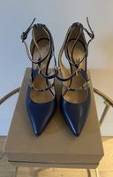 Pumps Damen Grösse 38 blau Leder Schlangenmuster guter Zusta