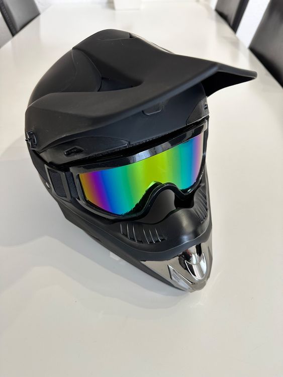 Cratoni Madroc Fullface-Helm mit abnehmbaren Kinnbügel | White-Black