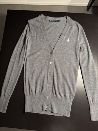 Ralph Lauren Strickjacke aus Merinowolle, Grau, Gr. S