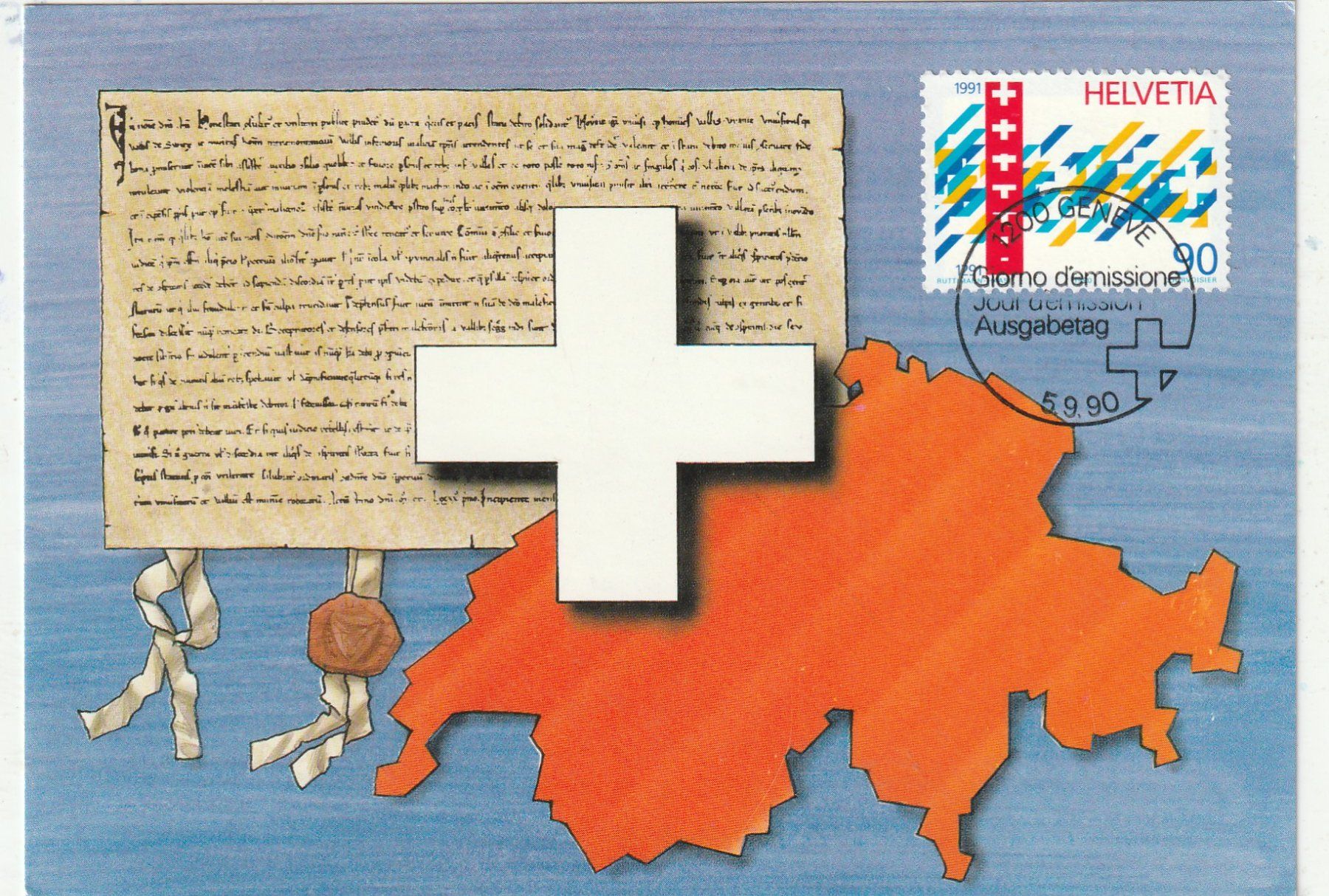 Cartoline postali: 700 Jahren Eidgenossenschaft – Usato da Lumbrein venduto da made02