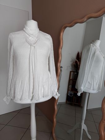Kriss Bluse mit Kragenschal weiss Gr XL