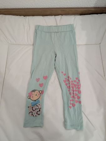 Hose/Leggings türkis mit Affen und Herzli, Gr. 98 cm