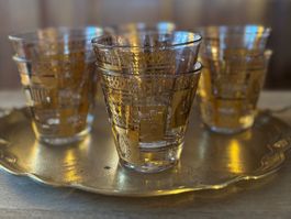 8 Georges Briard Celeste Gold Lowball Cocktail Glässer
