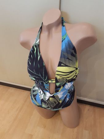 farbiges, gefüttertes Badekleid -Lycra- M