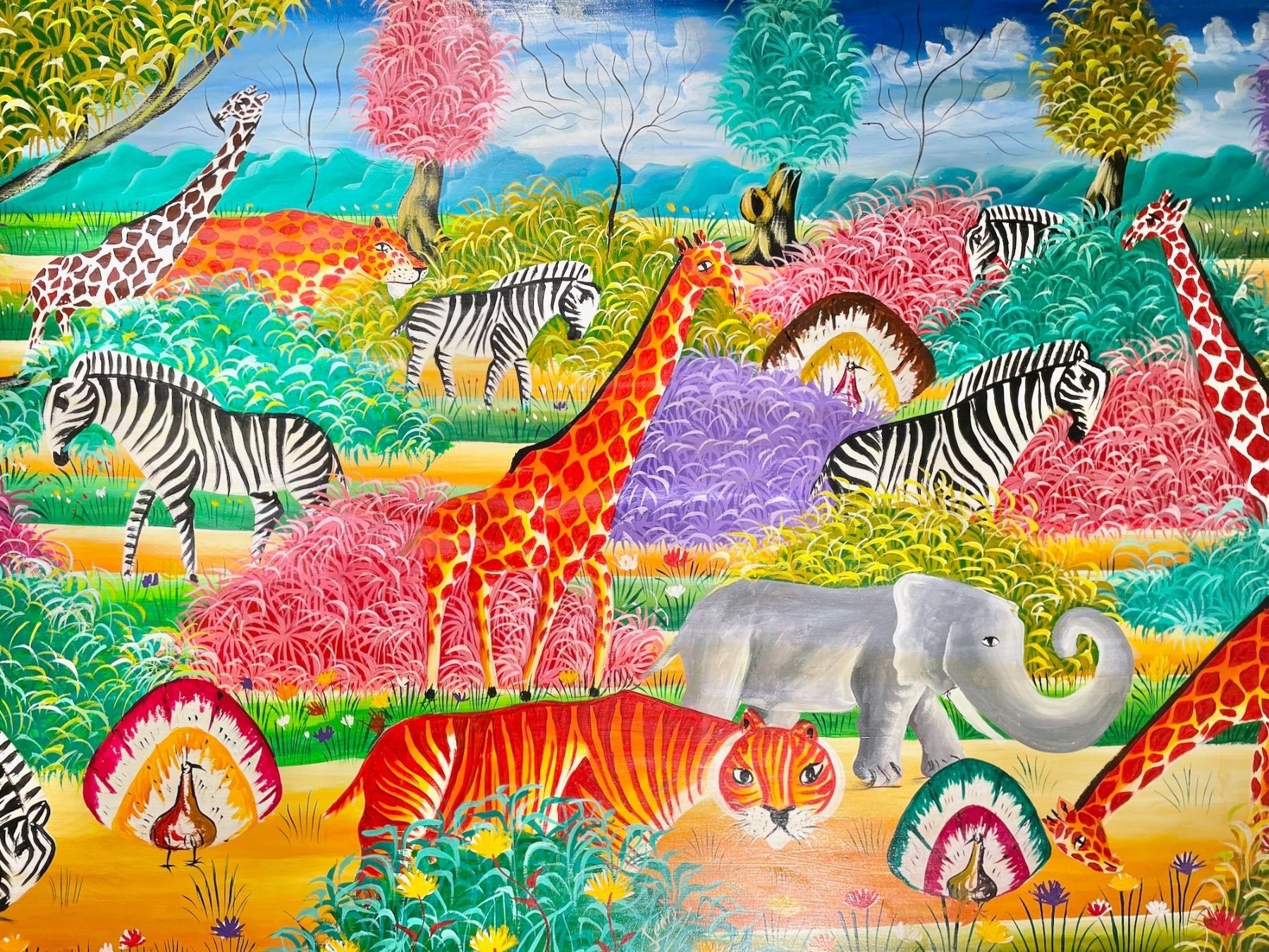 Dipinti: Tiere in der Savanne - 138 cm – Usato da Basel venduto da Kaffee_und_Kunst 1