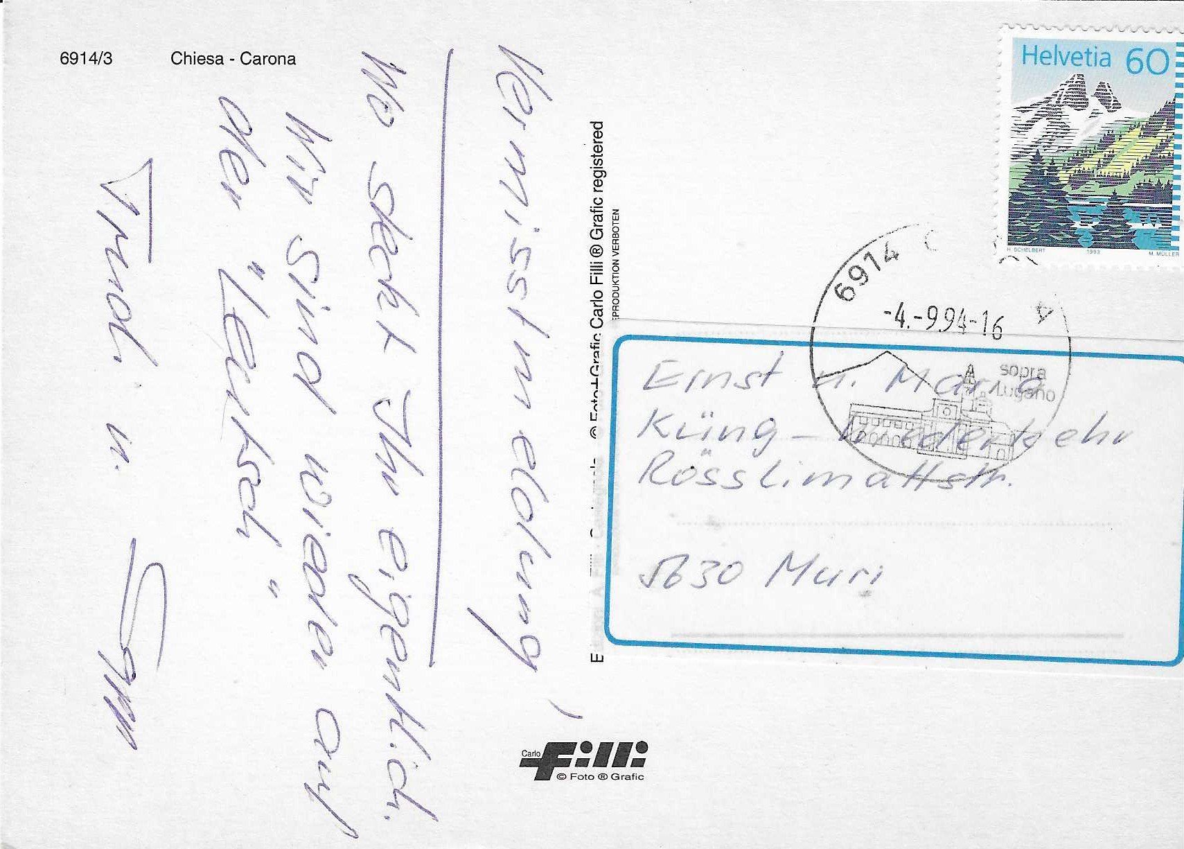 Cartoline postali: Chiesa-Carona TI – Usato da Rothrist venduto da Stranglehold 1