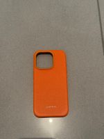 Coque iPhone 15 Pro orange cuir Lucrin, NEUF, jamais utilisé