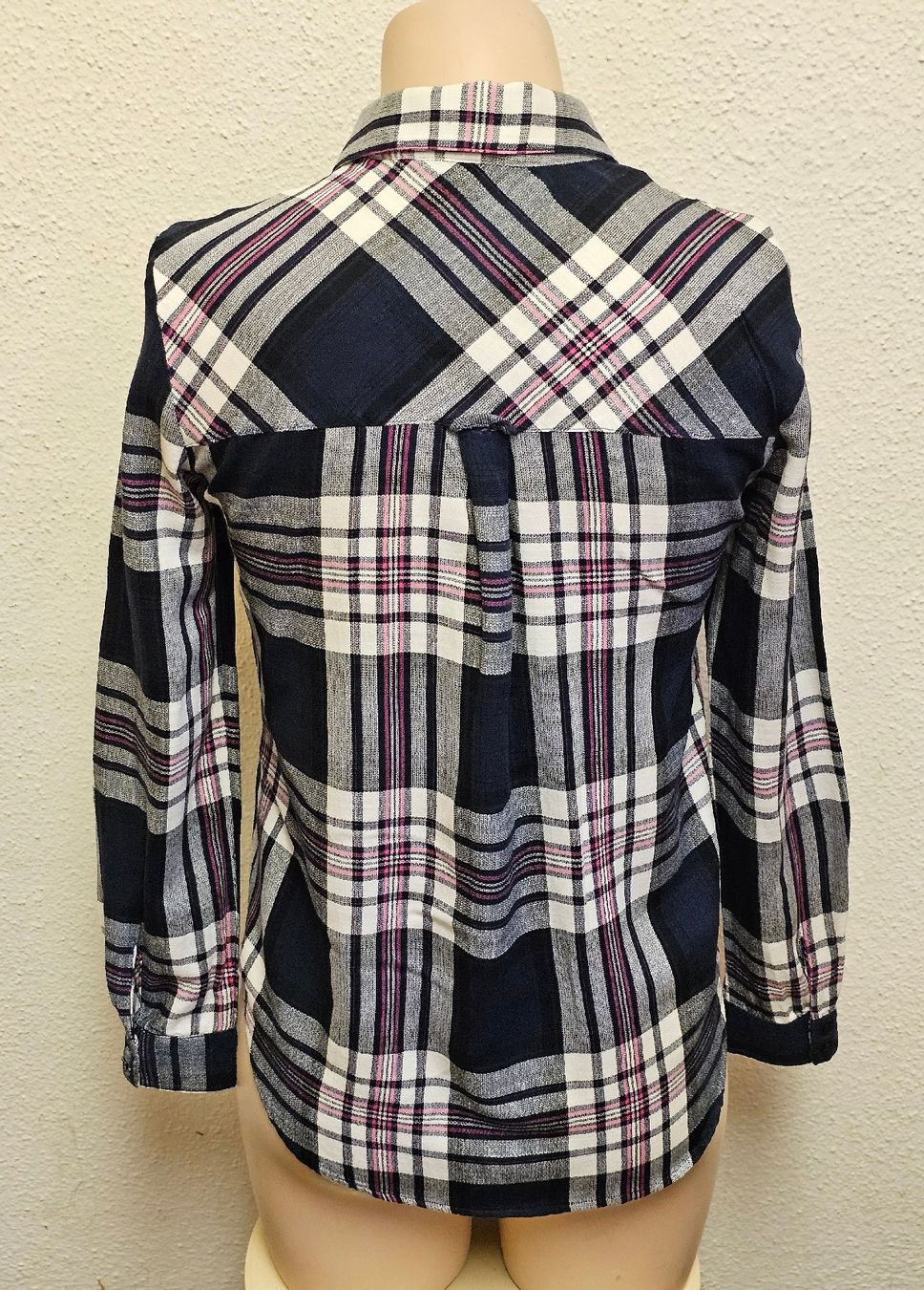 Zara Camicette: ZARA BASIC Damen Hemd Bluse Gr. XS Kariert Dunkelblau Rosa C – Usato da Urdorf venduto da ole_mrp9 3