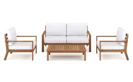 Garten Lounge Holz BIBIONE natur/weiss - Terrasse Balkon