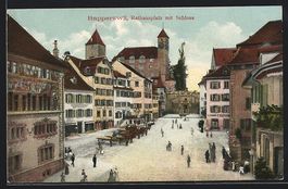 Rapperswil, Rathausplatz mit Restaurant 