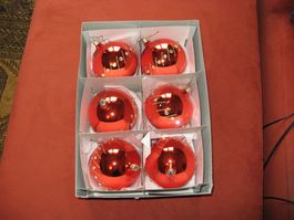 6 grosse Weihnachtskugeln orange 9 cm