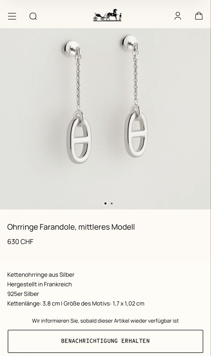 Hermès Orecchini pendenti & Orecchini a lobo: HERMÈS Ohrringe Farandole  – Nuovo (secondo la descrizione) da Pfäffikon SZ venduto da happy.life 4