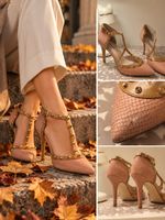 👠 Dune London High Heels – Rosa/Nude mit goldenen Details ✨