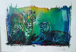R. Knie Lithographie 80-55cmTiger 78/150 Limitierte Auflage