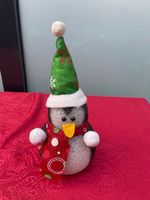 Weihnachten Dekoration Pinguin farbig mit Licht