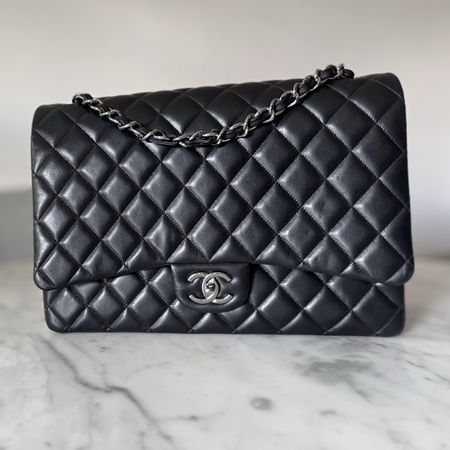 Chanel Classic Maxi Flap Bag Black Lambskin Palladium – 2019