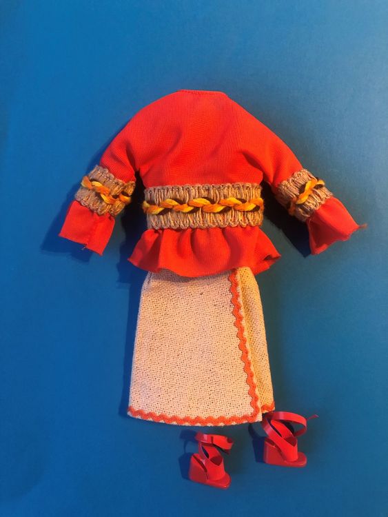 Robe Et Jupon Vintage Barbie - Tenue Pleasantly Peasanty De 1972, Mattel