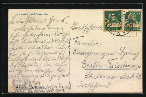 Cartoline postali: AK Morschach, Hotel Degenbalm – Usato da Berlin venduto da bartko-reher 1