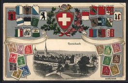 Rorschach, Ortsansicht mit Briefmarken