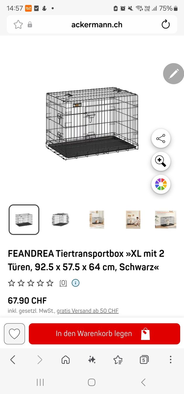 Gabbie, trasporto & Sicurezza: FEANDREA Hundebox XL neu – Nuovo e nell'imballaggio originale da Lohn-Ammannsegg venduto da Kiki1311 1