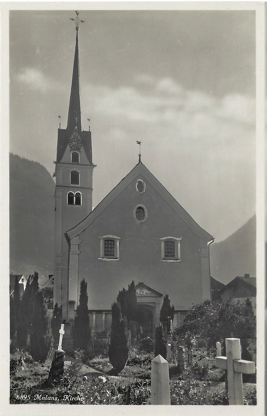 Ansichtskarten: 6895   Malans,  Kirche – Gebraucht aus Bütschwil von Jackson1A