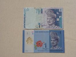 Malaysia 1 Ringgit Banknote, 2er Set, Top Zustand