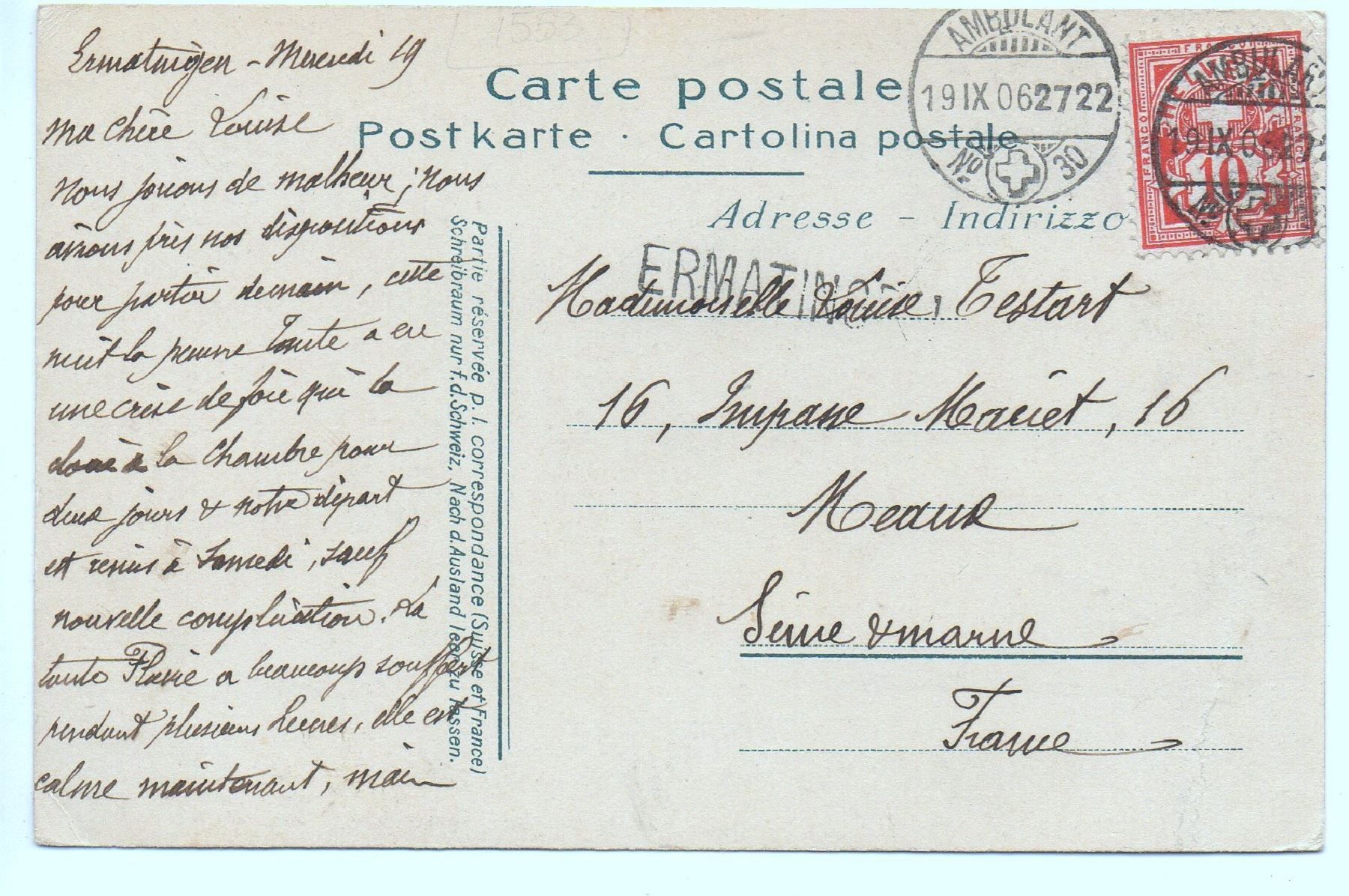 Cartes postales: ERMATINGEN gel. 1906 Ambulant – D'occasion à Jona par philajona 1