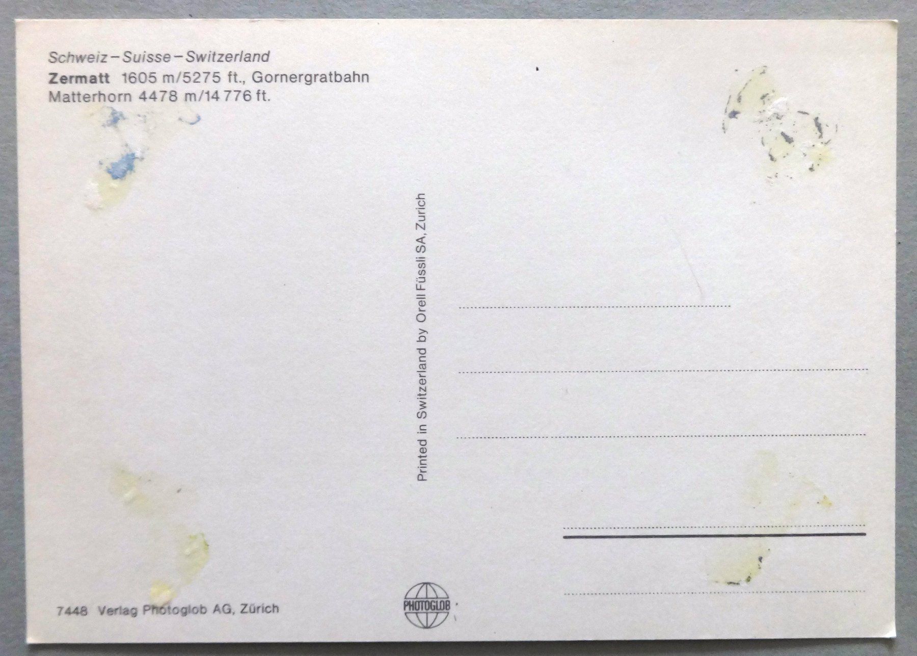 Cartes postales: Zermatt - Gornergratbahn - Matterhorn – Défectueux à Fétigny par Billy2miny 1