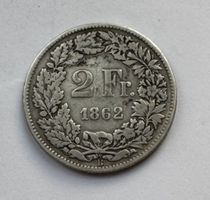 1862 2 Franken Silber