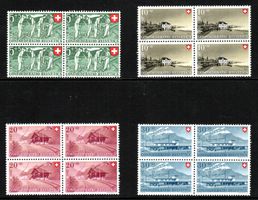 PP 1947 Bahnarbeiter + Bahnhöfe Viererbl. postfr. SBK 80.--