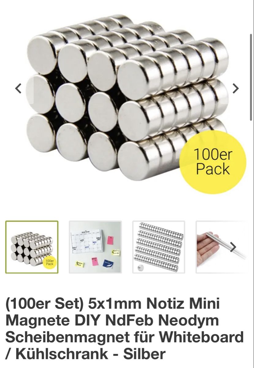 Magnete: Mini Magnete 5x1mm (2x 100er Set) – Neu und originalverpackt aus St. Gallen von kschaellibaum 1
