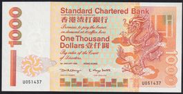 Hong Kong 1000 Dollars 1999 Standard Chartered Bank ungefalt